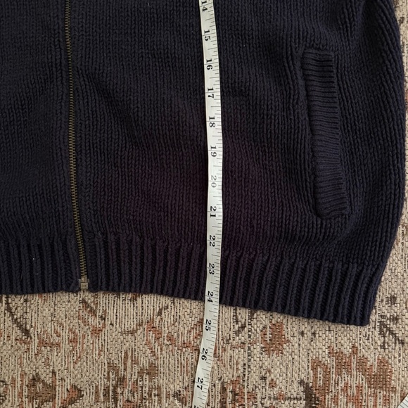 Eddie Bauer Men’s XL Zip Cardigan Sweater Navy Cream Colorblock Full Zip Vintage - Picture 6 of 8